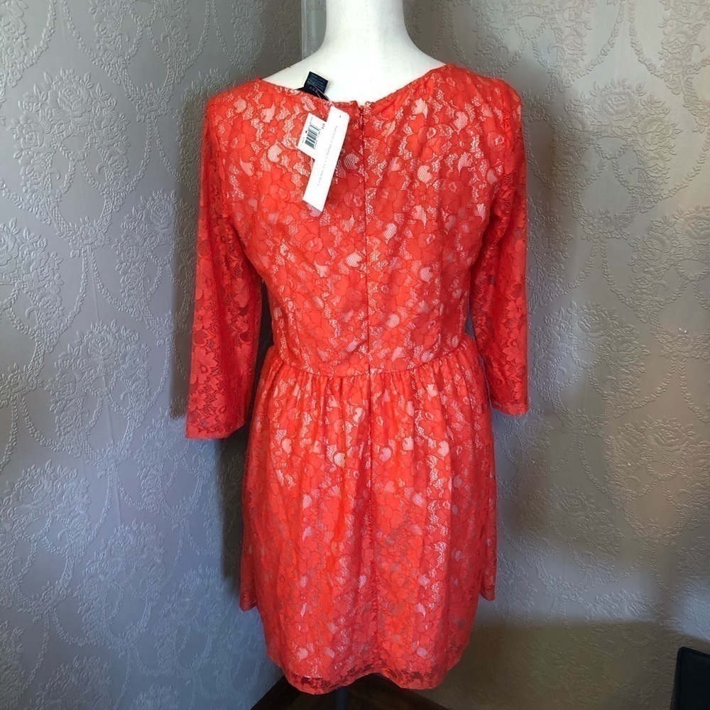 French Connection Satin Lined Lace Coral Dress 10 New NWT - Picture 3 of 7